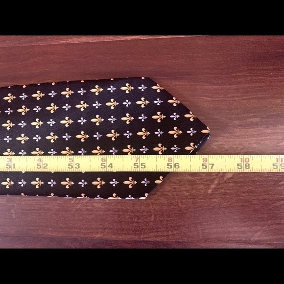 ROGER L. Paris Black 100% Silk Foulard Print Necktie - Picture 10 of 10